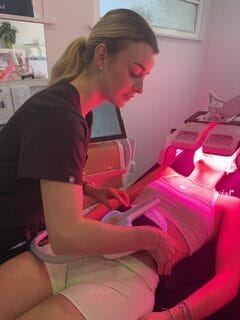 Body sculpting treatment in progress at Dawn Clinic, Penarth