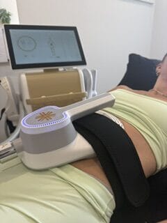 EM Body Sculpt device treatment at Dawn Clinic, Penarth